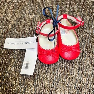 Janie and Jack Girls Newborn Valentine Baby Bow Buckle Flat Shoes Red Size 0-3M